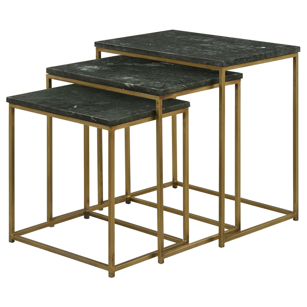 Medora 3-piece Nesting Table with Marble Top (Green)