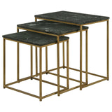 Medora 3-piece Nesting Table with Marble Top (Green)