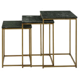 Medora 3-piece Nesting Table with Marble Top (Green)