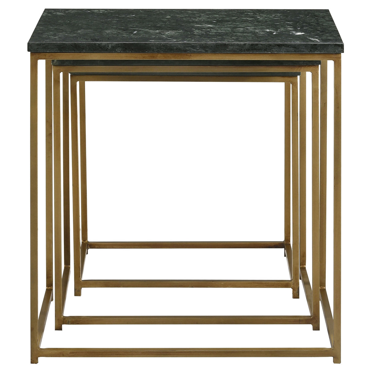 Medora 3-piece Nesting Table with Marble Top (Green)