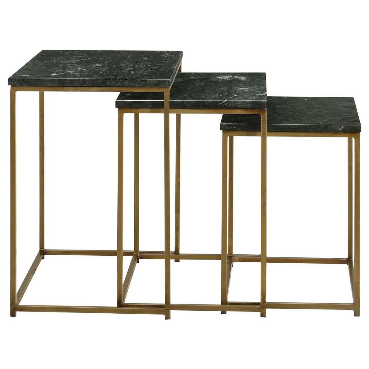 Medora 3-piece Nesting Table with Marble Top (Green)