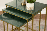 Medora 3-piece Nesting Table with Marble Top (Green)