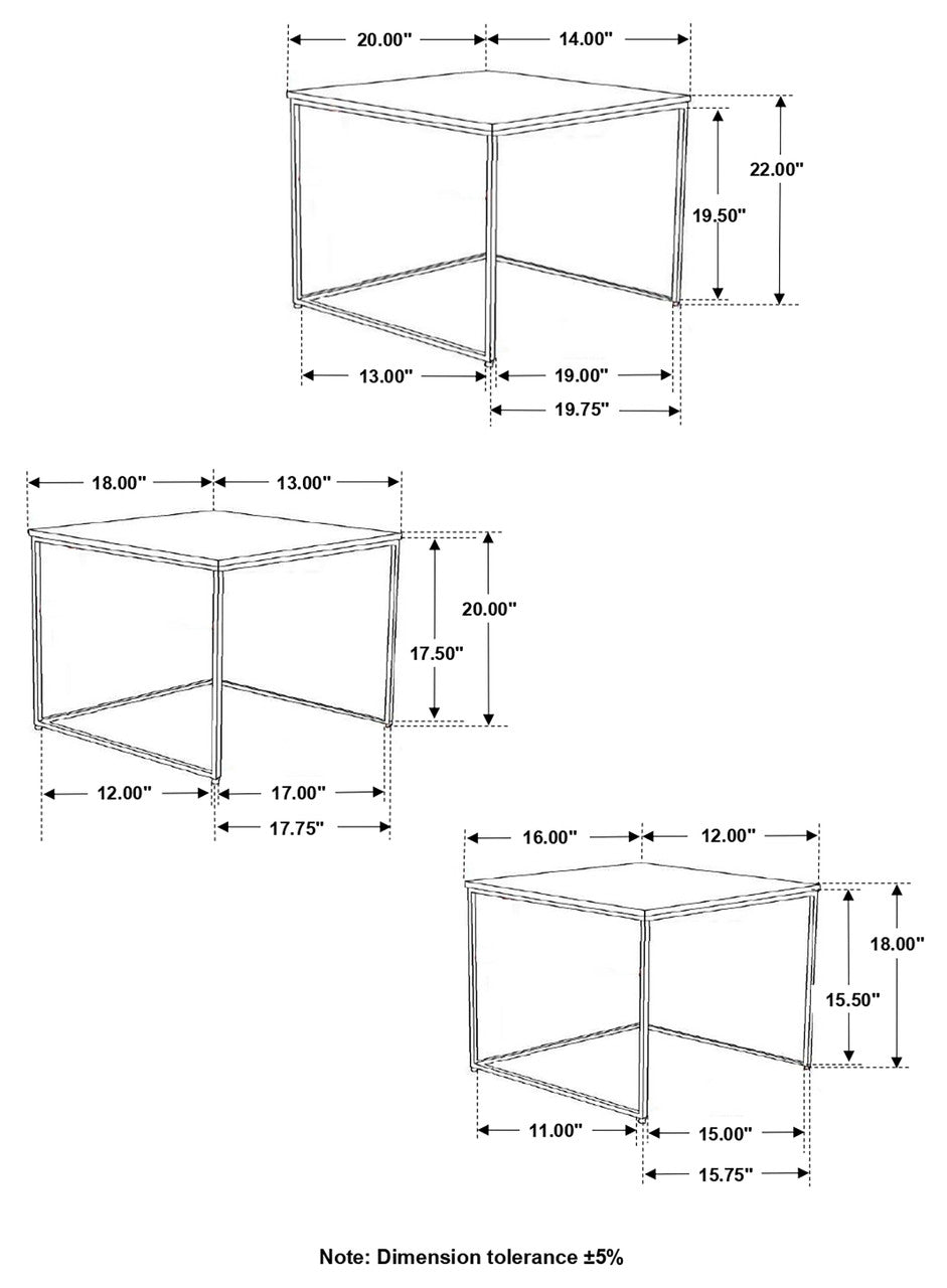 Medora 3-piece Nesting Table with Marble Top (Green)