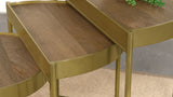 Tristen 3-Piece Demilune Nesting Table With Recessed Top Brown and Gold