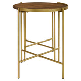 Malka 2-piece Round Nesting Table Dark Brown and Gold