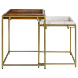 Bolden 2-Piece Square Nesting Table With Recessed Top Gold