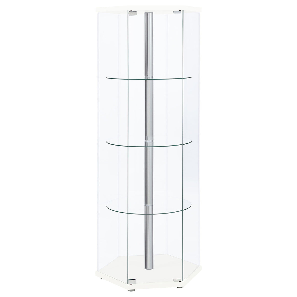 Zahavah 4-shelf Hexagon Shaped Curio Cabinet White and Clear