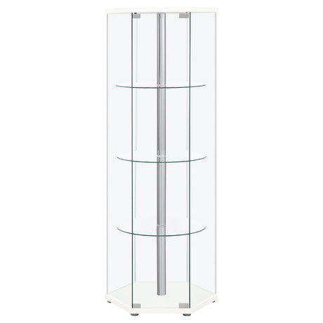 Zahavah 4-shelf Hexagon Shaped Curio Cabinet White and Clear