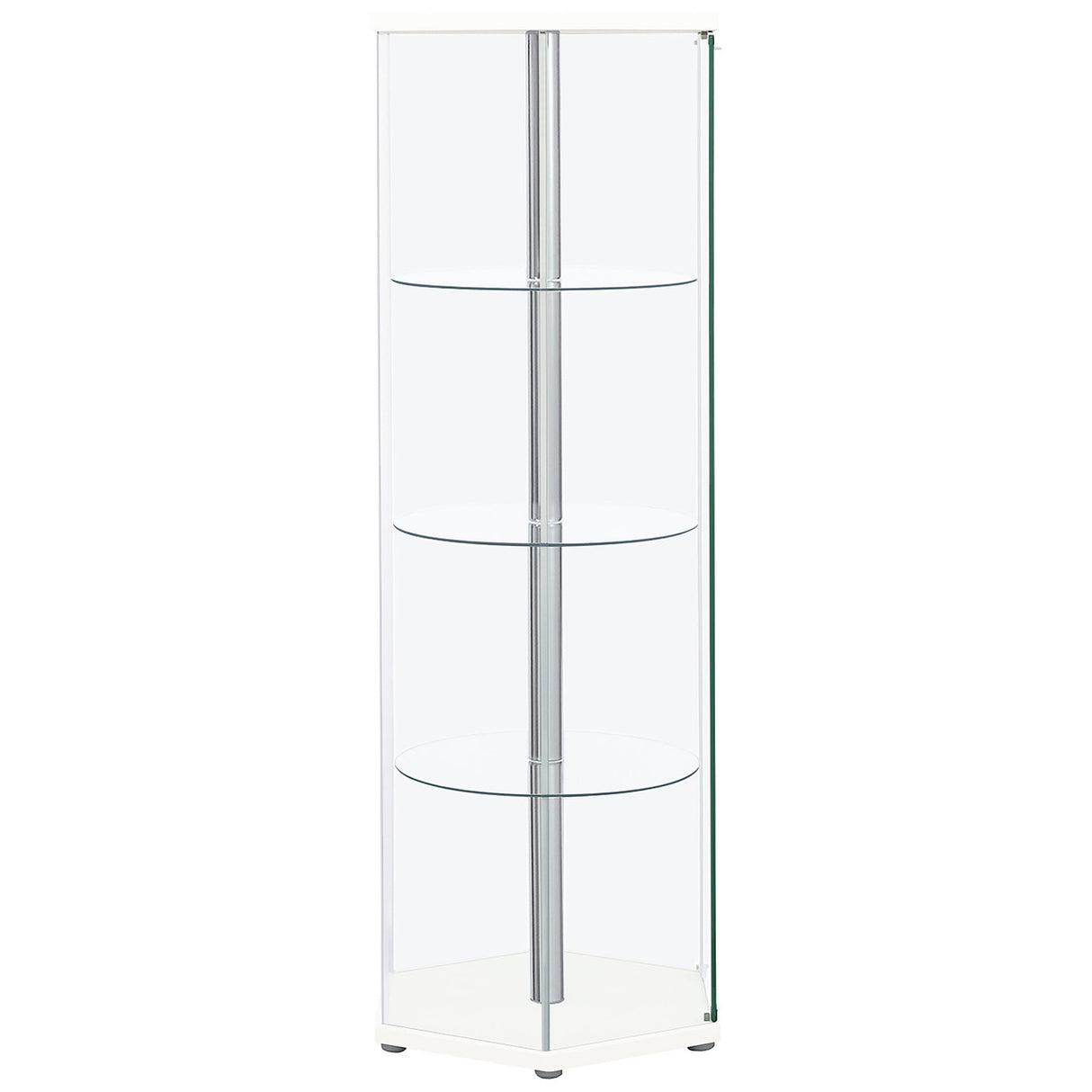 Zahavah 4-shelf Hexagon Shaped Curio Cabinet White and Clear