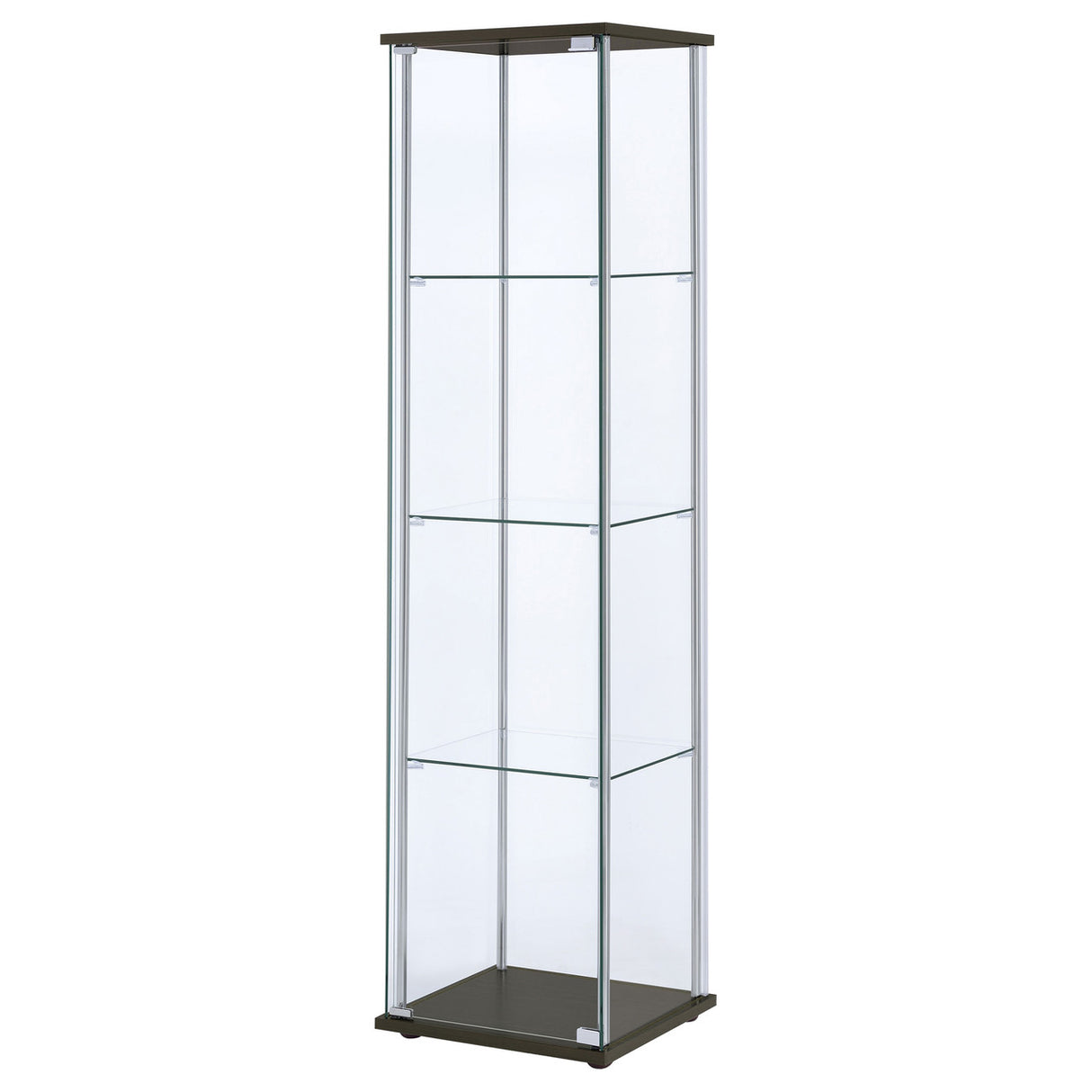 Bellatrix Rectangular 4-shelf Curio Cabinet Cappuccino and Clear