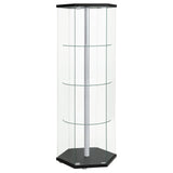 Zahavah 4-shelf Hexagon Shaped Curio Cabinet Black and Clear