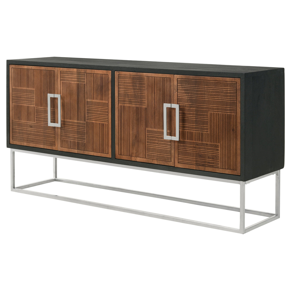 Borman 4-door Wooden Accent Cabinet Walnut and Black