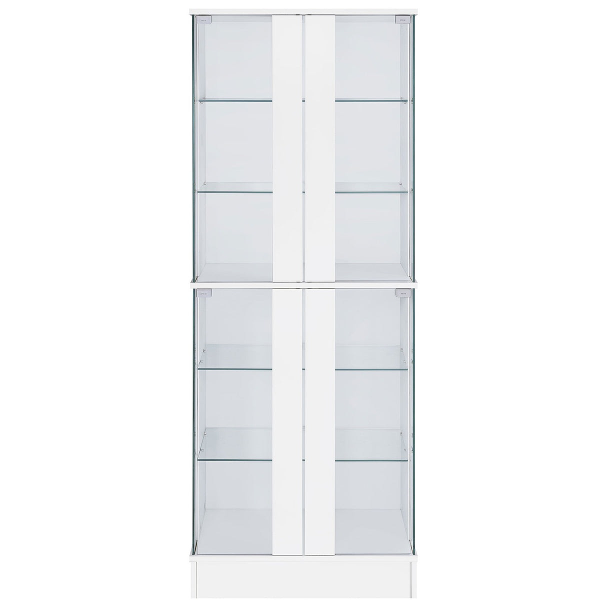 Cabra Display Case Curio Cabinet with Glass Shelves and LED Lighting White High Gloss