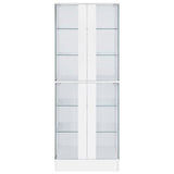 Cabra Display Case Curio Cabinet with Glass Shelves and LED Lighting White High Gloss