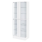 Cabra Display Case Curio Cabinet with Glass Shelves and LED Lighting White High Gloss