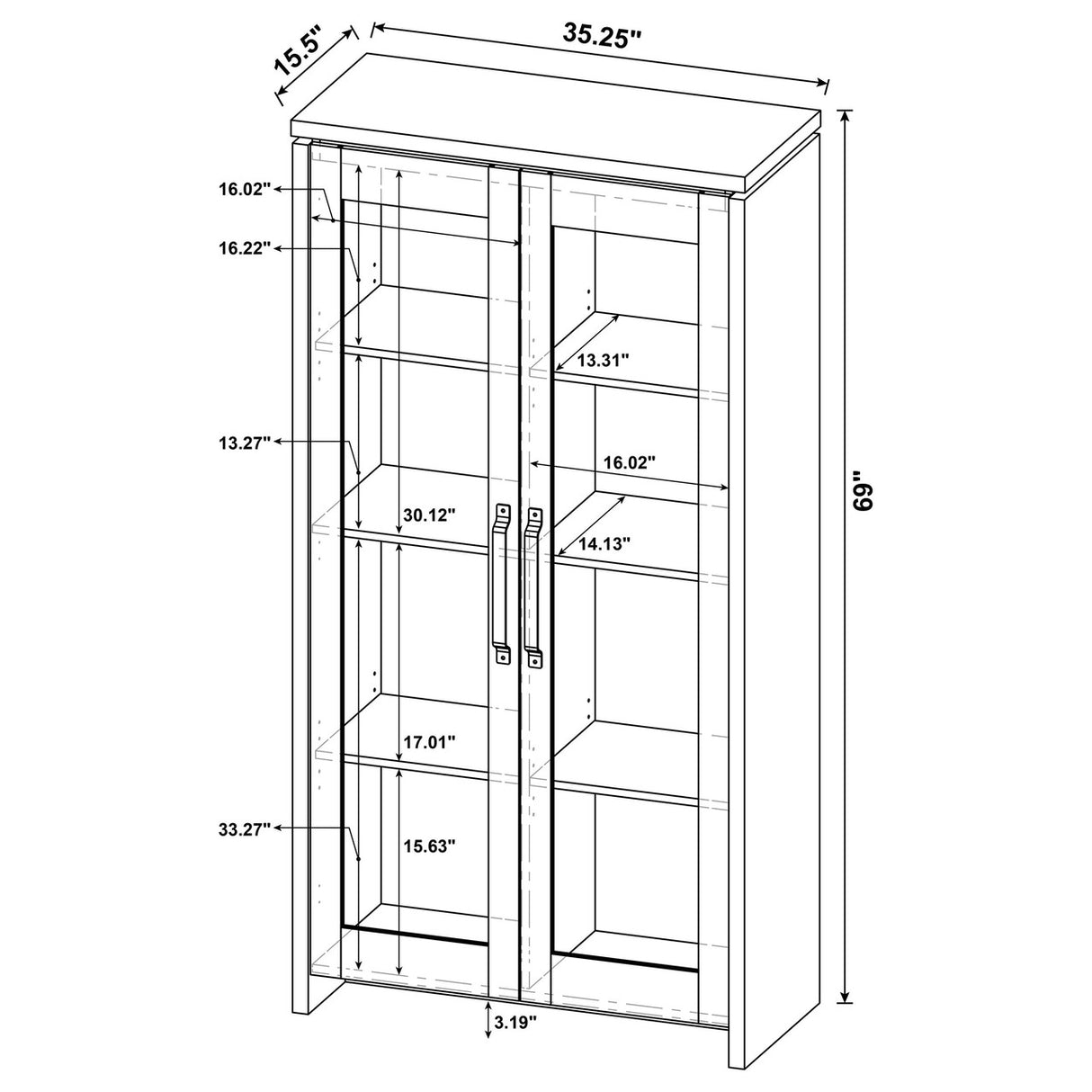 Alejo 2-door Tall Cabinet Grey Driftwood