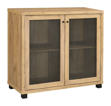 Mchale Accent Cabinet with Two Mesh Doors Golden Oak