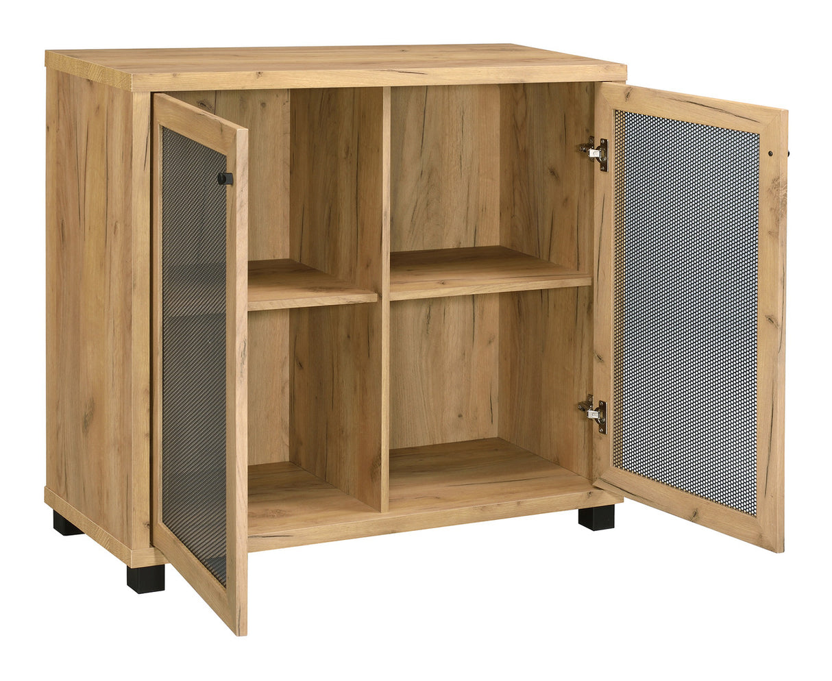 Mchale Accent Cabinet with Two Mesh Doors Golden Oak