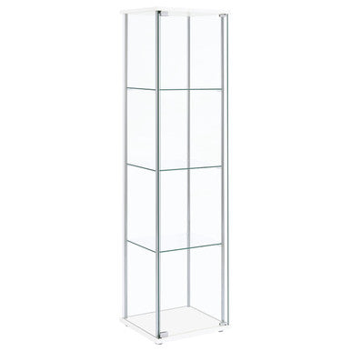 Bellatrix Rectangular 4-shelf Curio Cabinet White and Clear