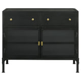 Sadler 2-drawer Accent Cabinet with Glass Doors Black