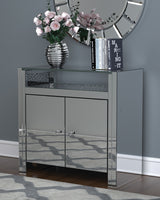 Betsey 2-door Accent Cabinet Clear Mirror and Silver