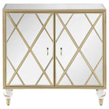 Astilbe 2-door Accent Cabinet Mirror and Champagne