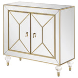 Lupin 2-door Accent Cabinet Mirror and Champagne