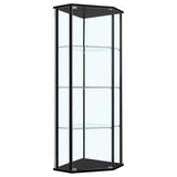 Zenobia Glass Shelf Curio Cabinet Clear and Black