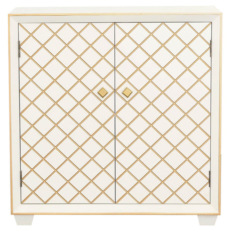 Belinda 2-door Accent Cabinet White and Gold