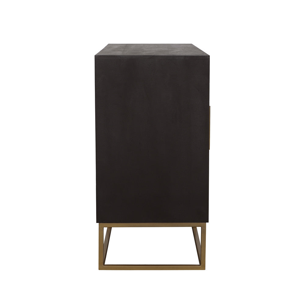 Zara 2-drawer Accent Cabinet Black Walnut and Gold