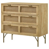 Zamora 3-drawer Accent Cabinet Natural and Antique Brass