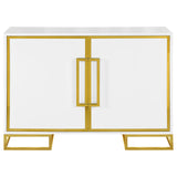 Elsa 2-door Accent Cabinet with Adjustable Shelves White and Gold