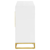 Elsa 2-door Accent Cabinet with Adjustable Shelves White and Gold