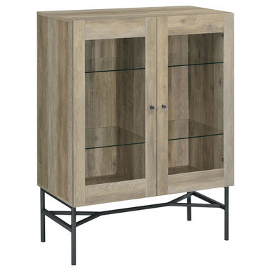 Bonilla 2-door Accent Cabinet with Glass Shelves (Brown)