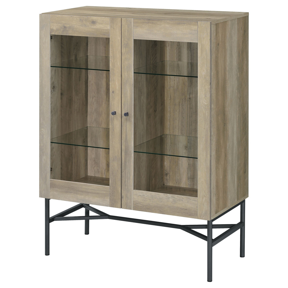 Bonilla 2-door Accent Cabinet with Glass Shelves (Brown)