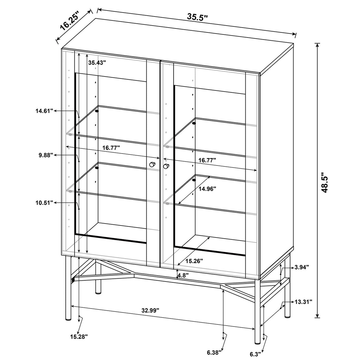 Bonilla 2-door Accent Cabinet with Glass Shelves (Brown)