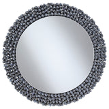 Claudette Round Wall Mirror with Textural Frame Grey