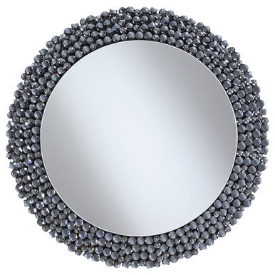 Claudette Round Wall Mirror with Textural Frame Grey