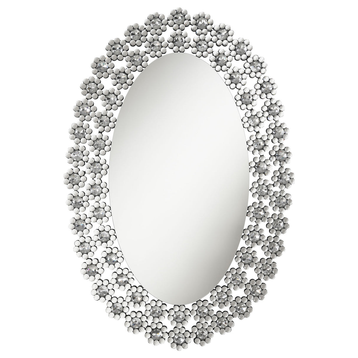 Colleen Oval Wall Mirror with Faux Crystal Blossoms