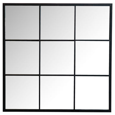 Quetzal Square Window Pane Wall Mirror Black