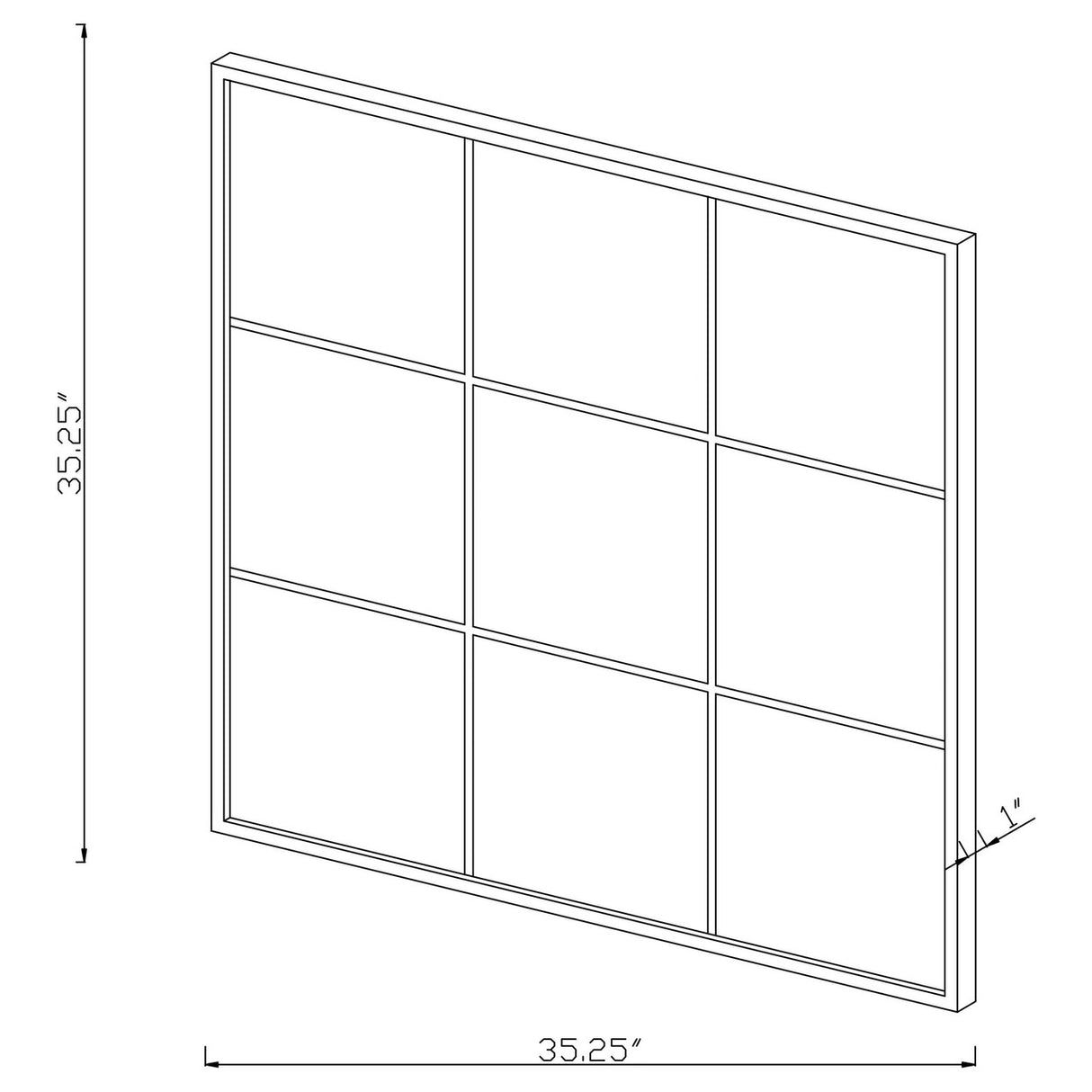 Quetzal Square Window Pane Wall Mirror Black