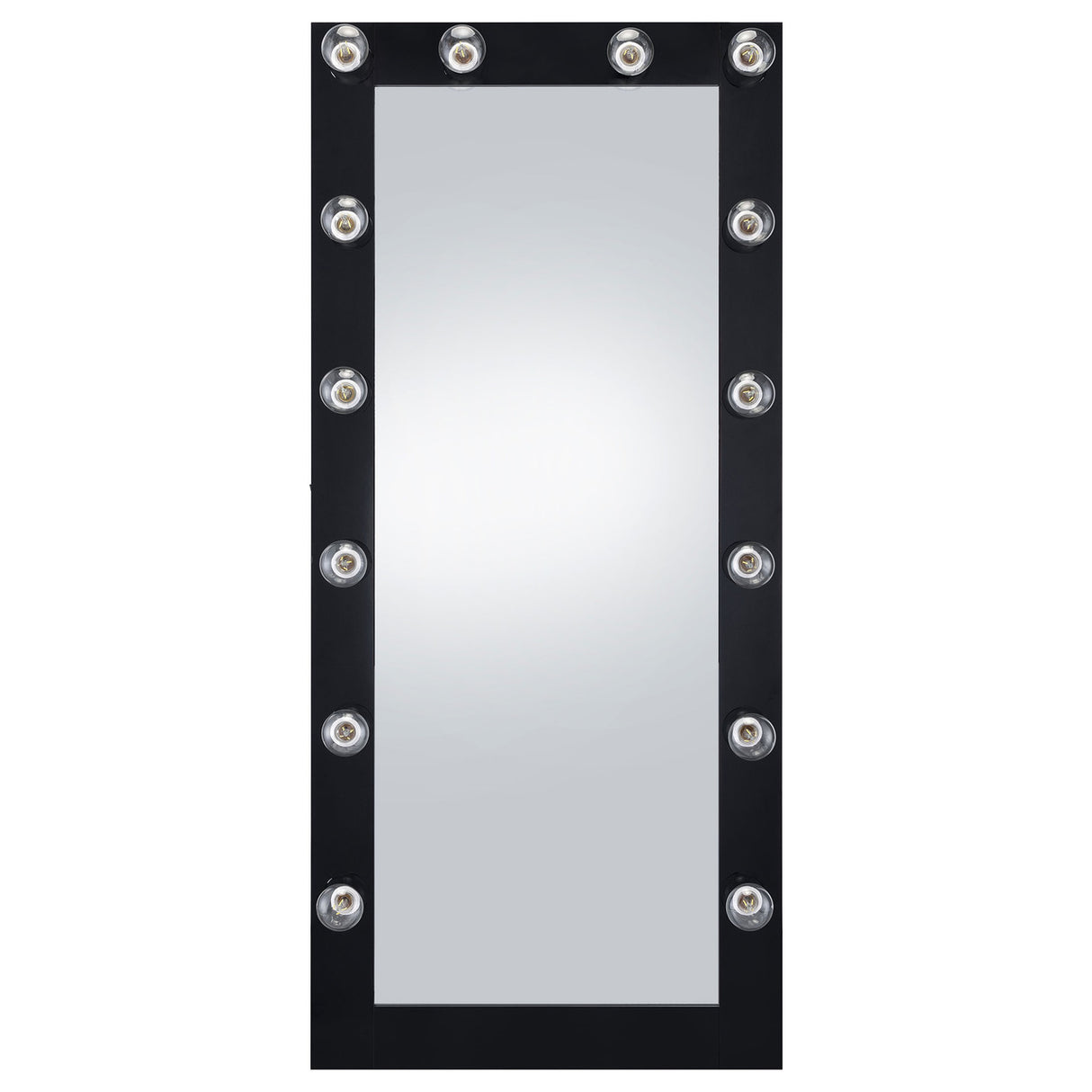 Zayan Full Length Floor Mirror With Lighting Black High Gloss