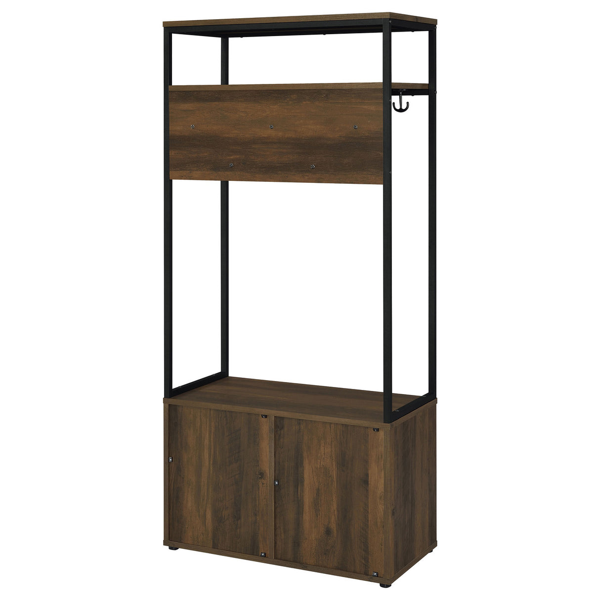 Quincy 2-door Engineered Wood Hall Tree Dark Pine and Black