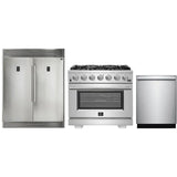 Forno 3-Piece Pro Appliance Package - 36" Gas Range, Pro-Style Refrigerator, and Dishwasher in Stainless Steel