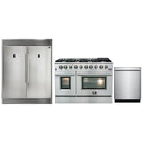 Forno 3-Piece Appliance Package - 48" Dual Fuel Range, Pro-Style Refrigerator, and Dishwasher in Stainless Steel