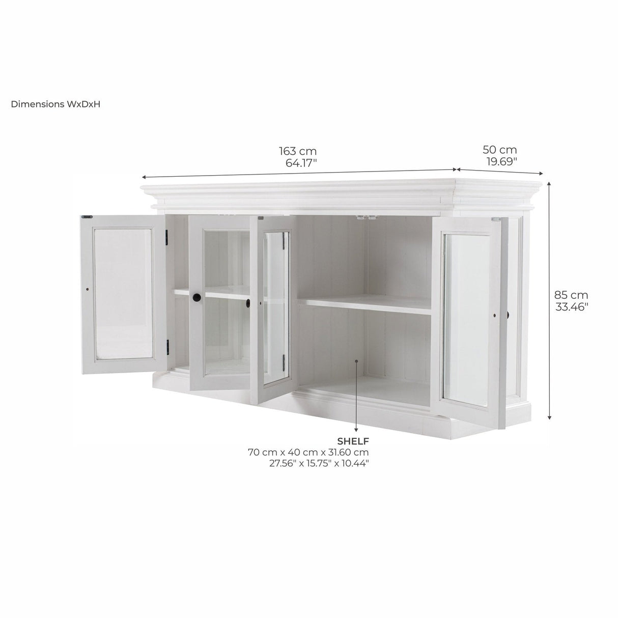 NovaSolo Halifax Display Buffet with 4 Glass Doors White B184