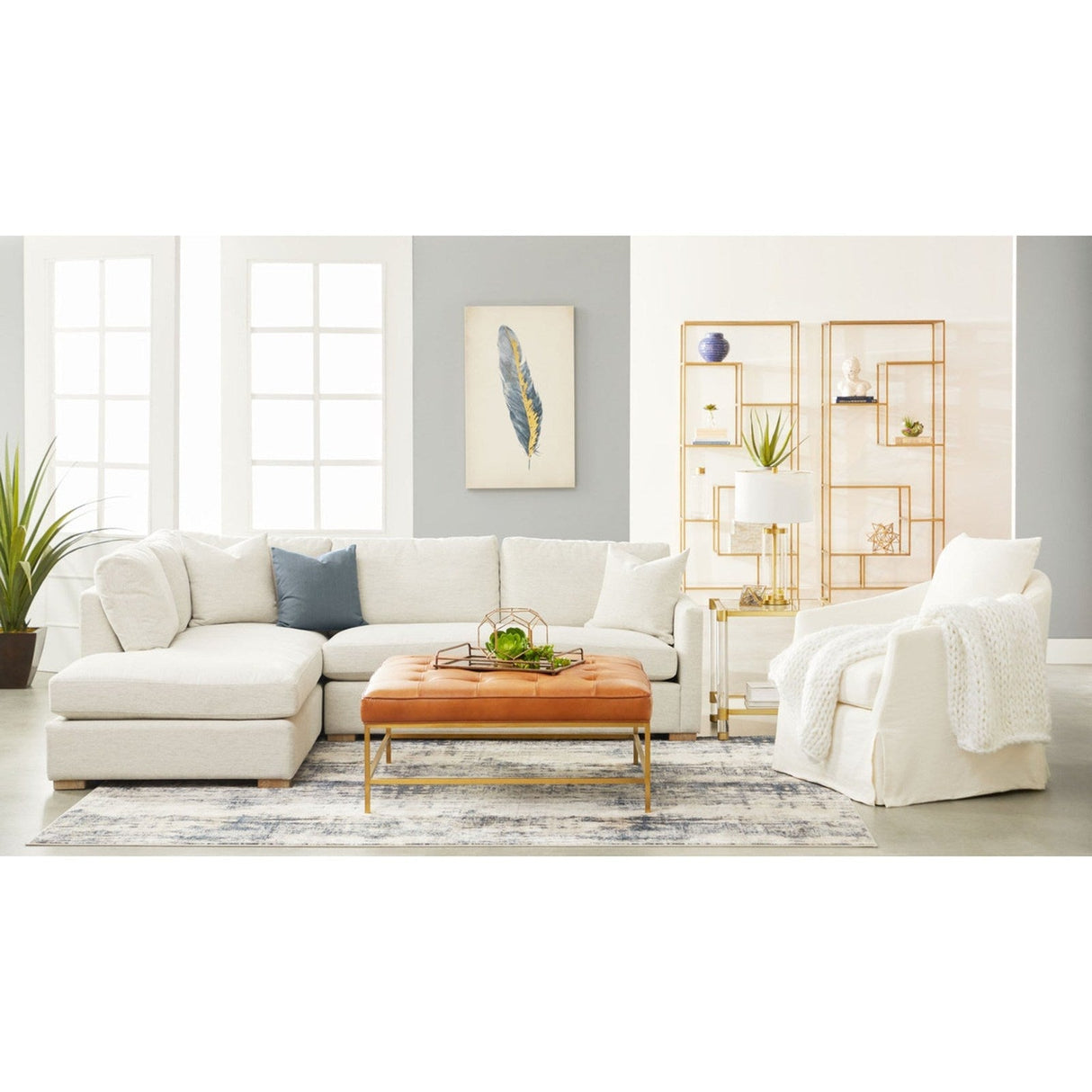 Essentials For Living Stitch & Hand - Dining & Bedroom Brule Upholstered Coffee Table 6702.WHBRN-BBRS