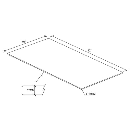 72x40" 12mm Rectangular Glass Top Clear