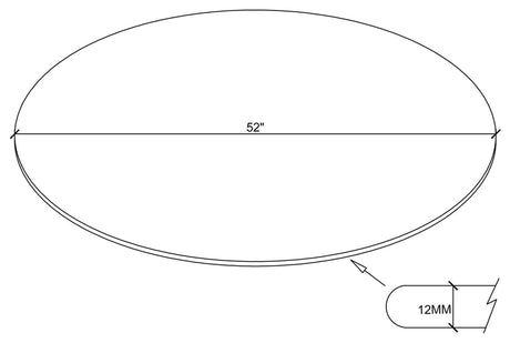 52" 12mm Round Glass Table Top Clear