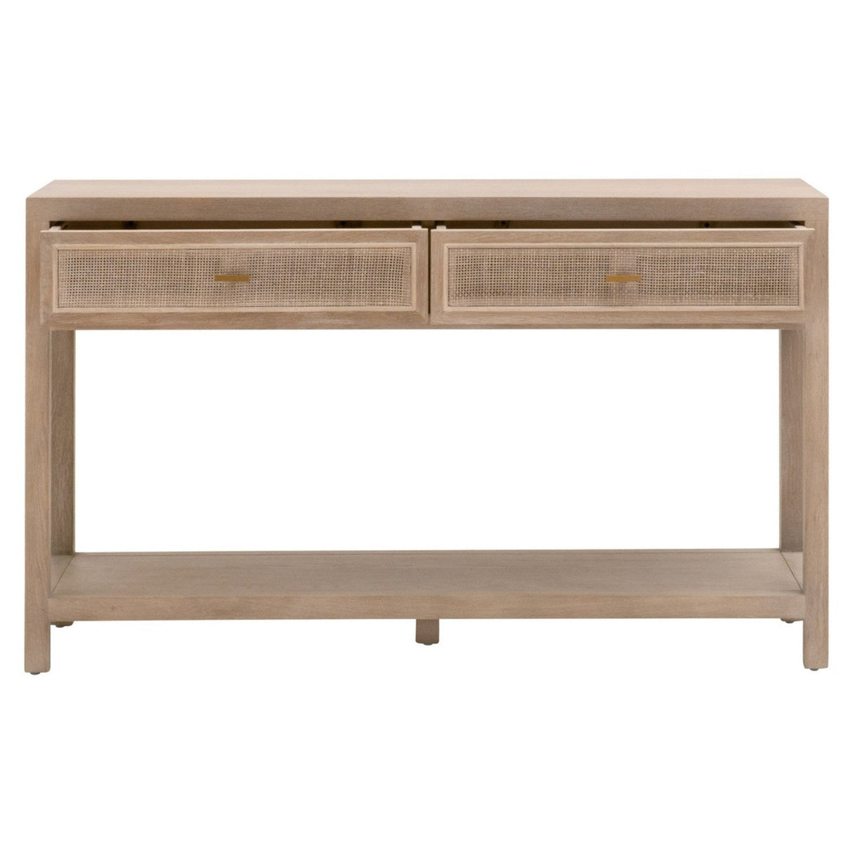 Essentials For Living Bella Antique Cane 2-Drawer Entry Console 8088.SGRY-OAK/CN